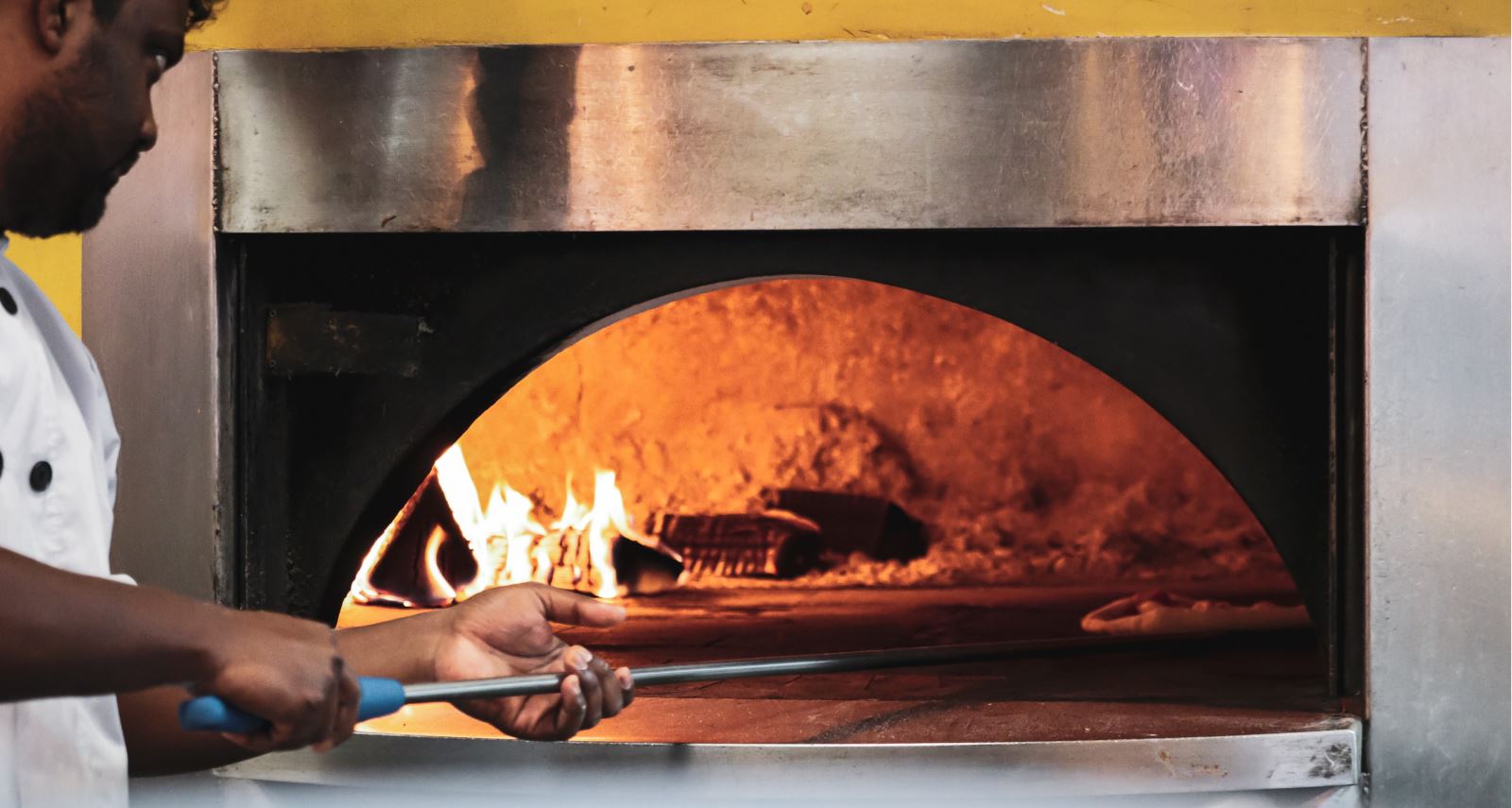 Pizza in a pizza oven